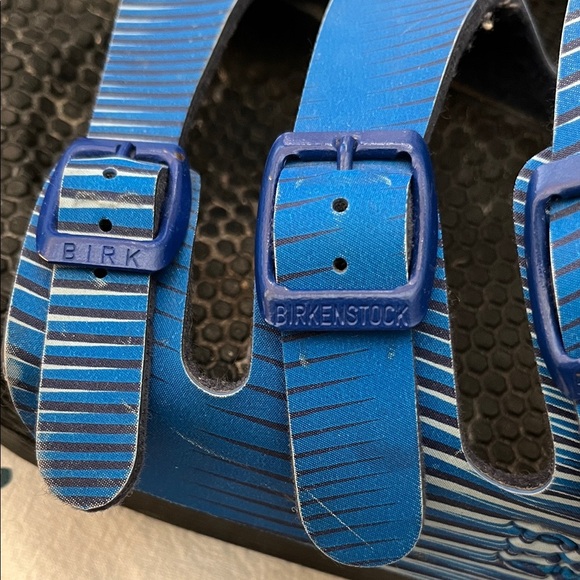 Birkis Birkenstock Blue Striped Sandals with Buckles - Picture 4 of 5